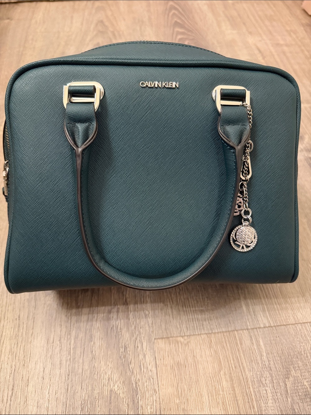 Calvin Klein Green Dome Satchel with Charm